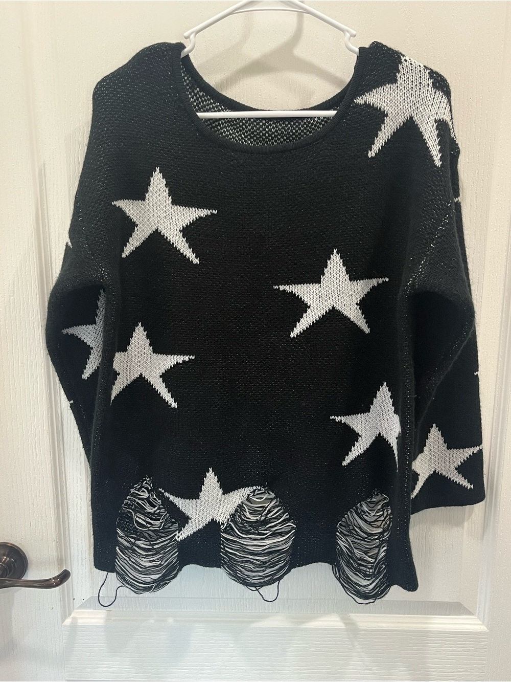 Women’s Black Star Pattern Women’s Sweater - Classic Crewneck Xl